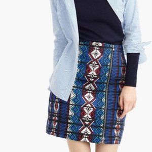 J.Crew blue windowpane jacquard zip mini skirt size 0 pencil classic preppy